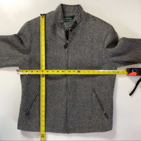 Lauren Ralph Lauren Black Wool and Alpaca Houndstooth Zip Up Jacket - Picture 4 of 8